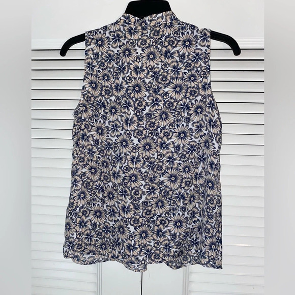 Banana Republic Pink Black White Bow Tie V Neck Sleeveless Sheer Top - Picture 4 of 6